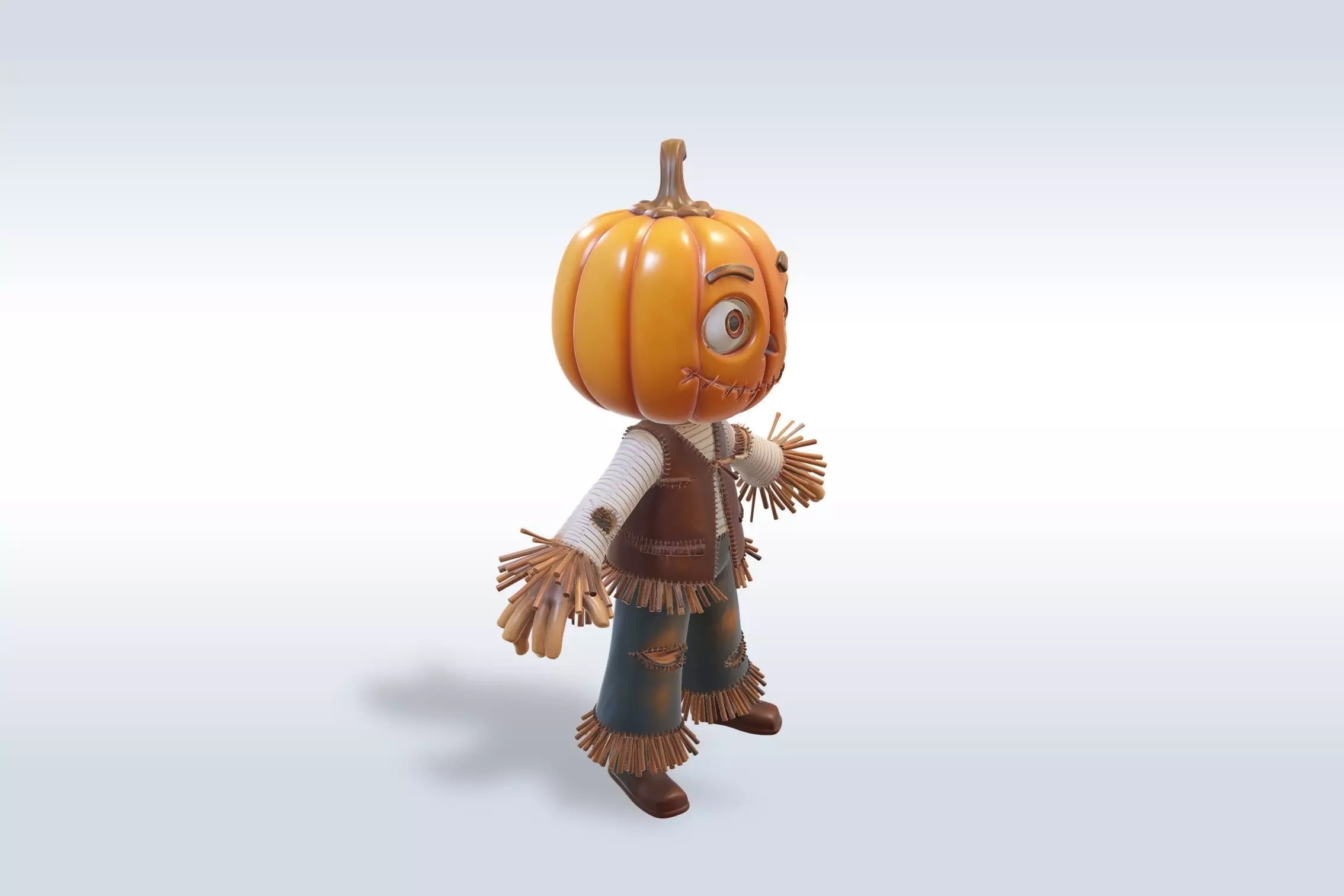 Adorable Scarecrow Halloween Character 3D model_1