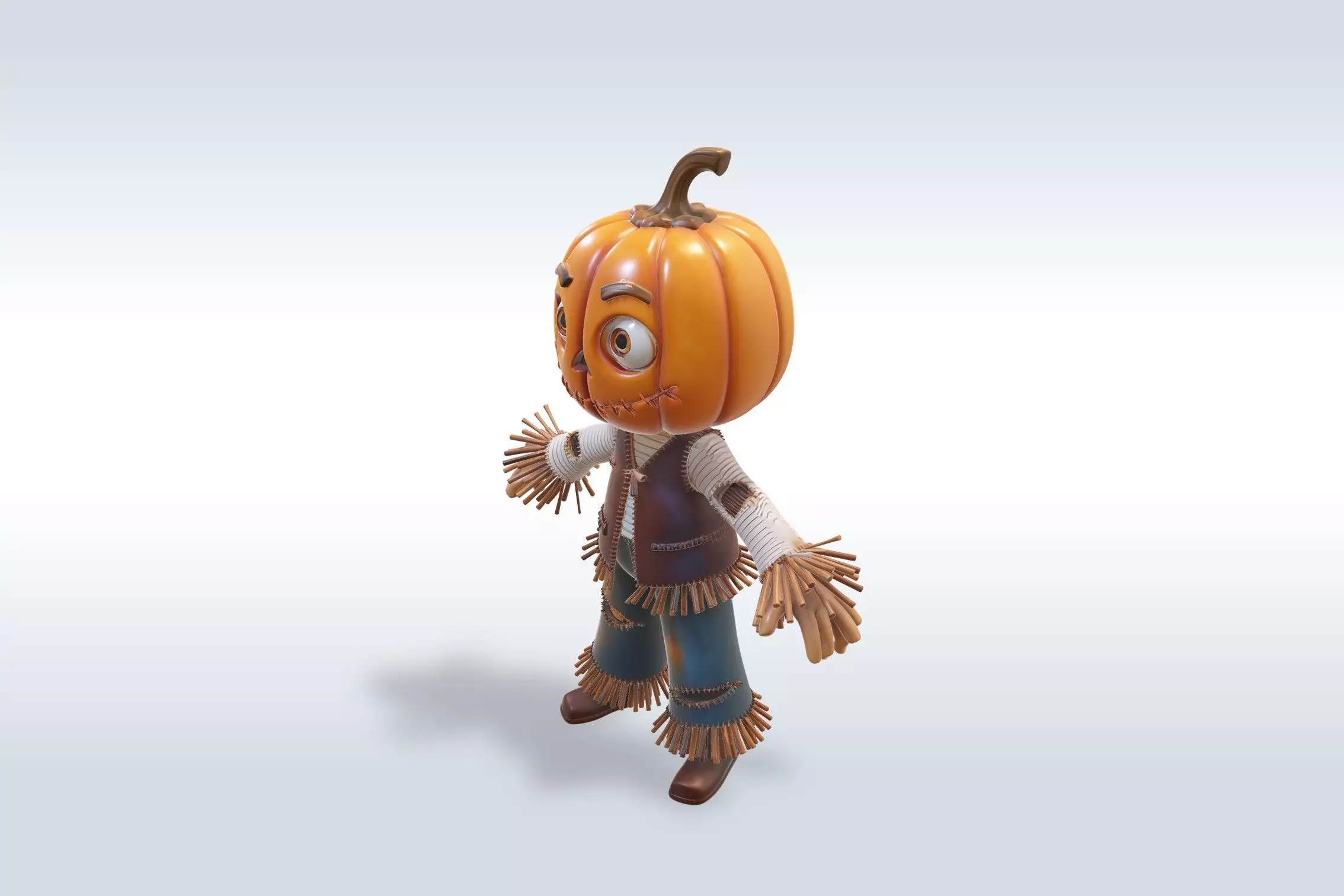 Adorable Scarecrow Halloween Character 3D model_2