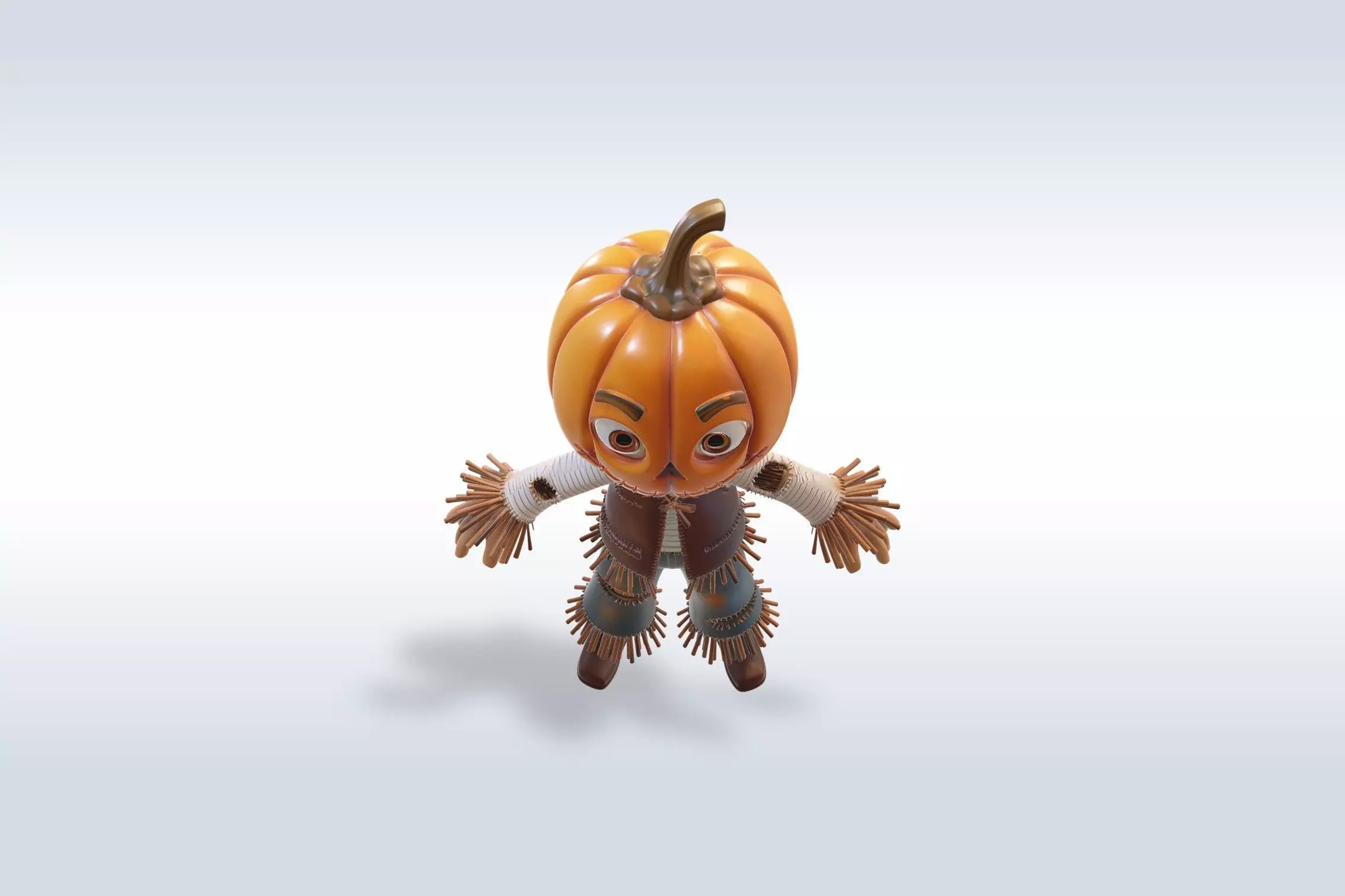 Adorable Scarecrow Halloween Character 3D model_3