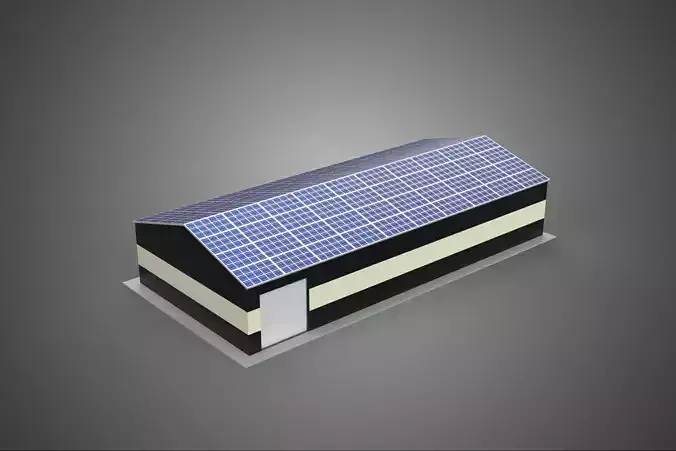 ROOFTOP ARRAY ECO SOLAR PANELS STRIPED UTILITY BUILDING FACILITY