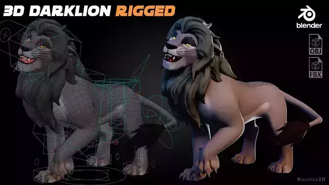 Dark Lion - Stylized Rigged Character from the Lion Pride Series Low-poly 3D model