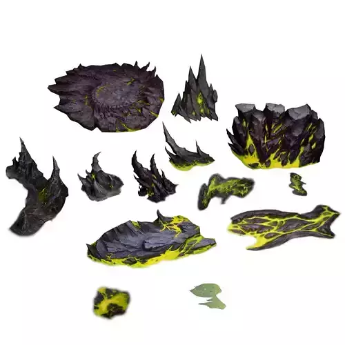 Toxic Lava Rocks Set Low-poly 3D model