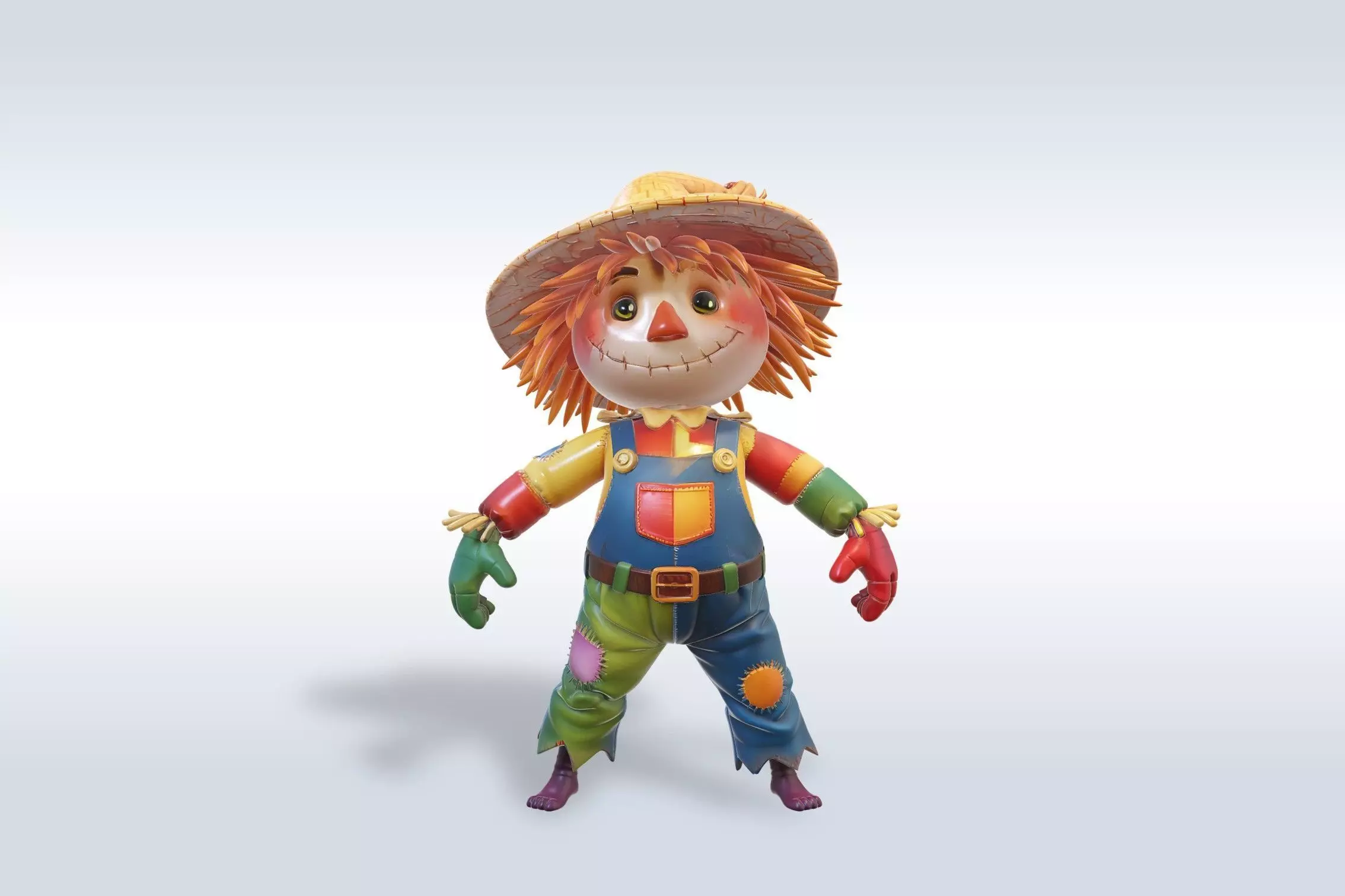 Adorable Scarecrow Halloween Character 3D model_0