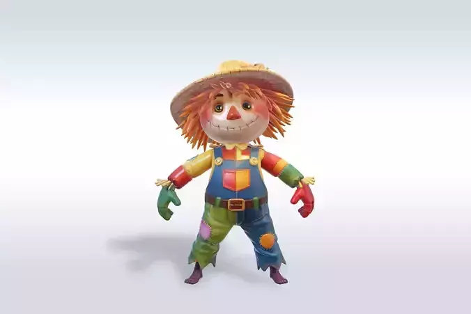 Adorable Scarecrow Halloween Character 3D model