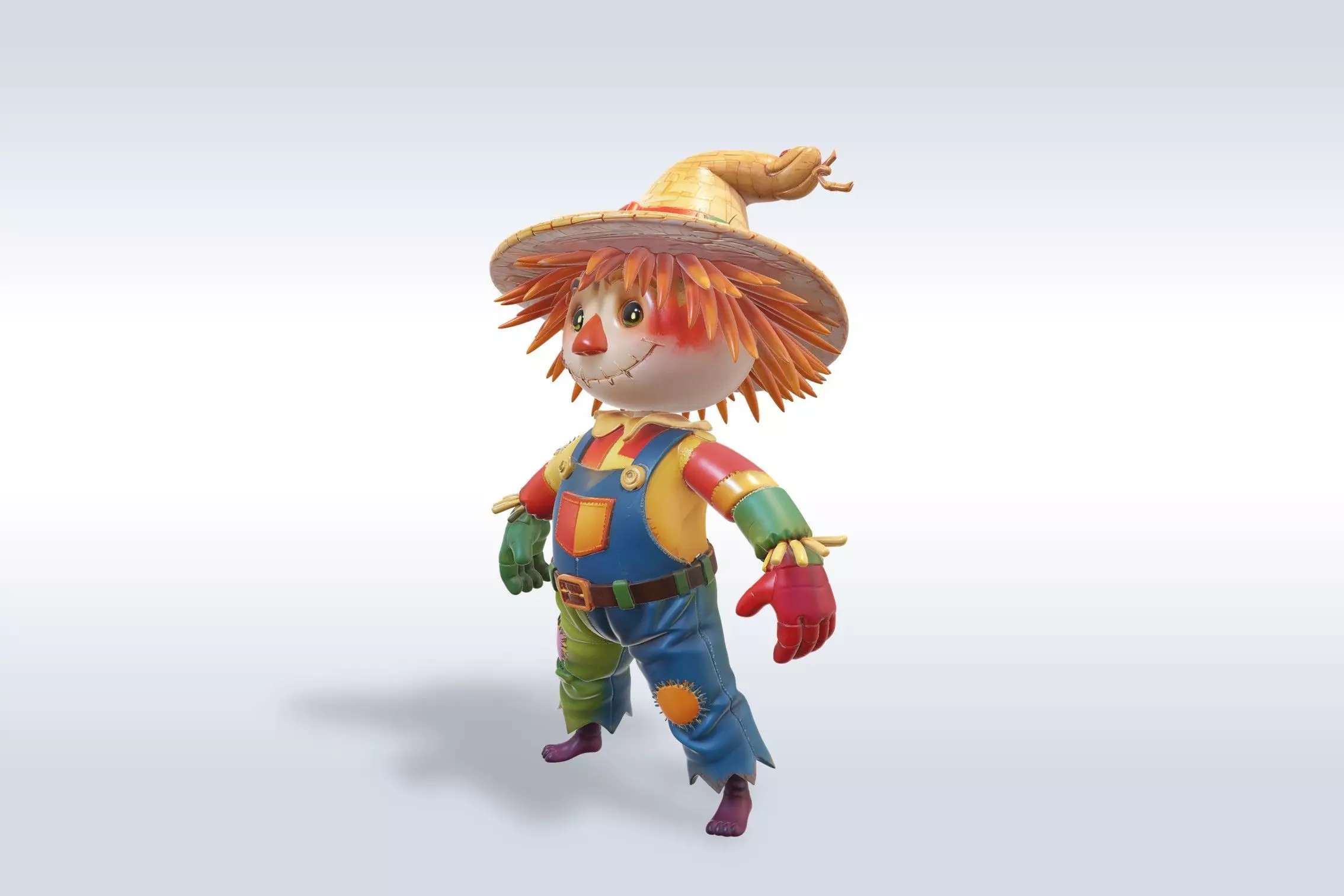 Adorable Scarecrow Halloween Character 3D model_2