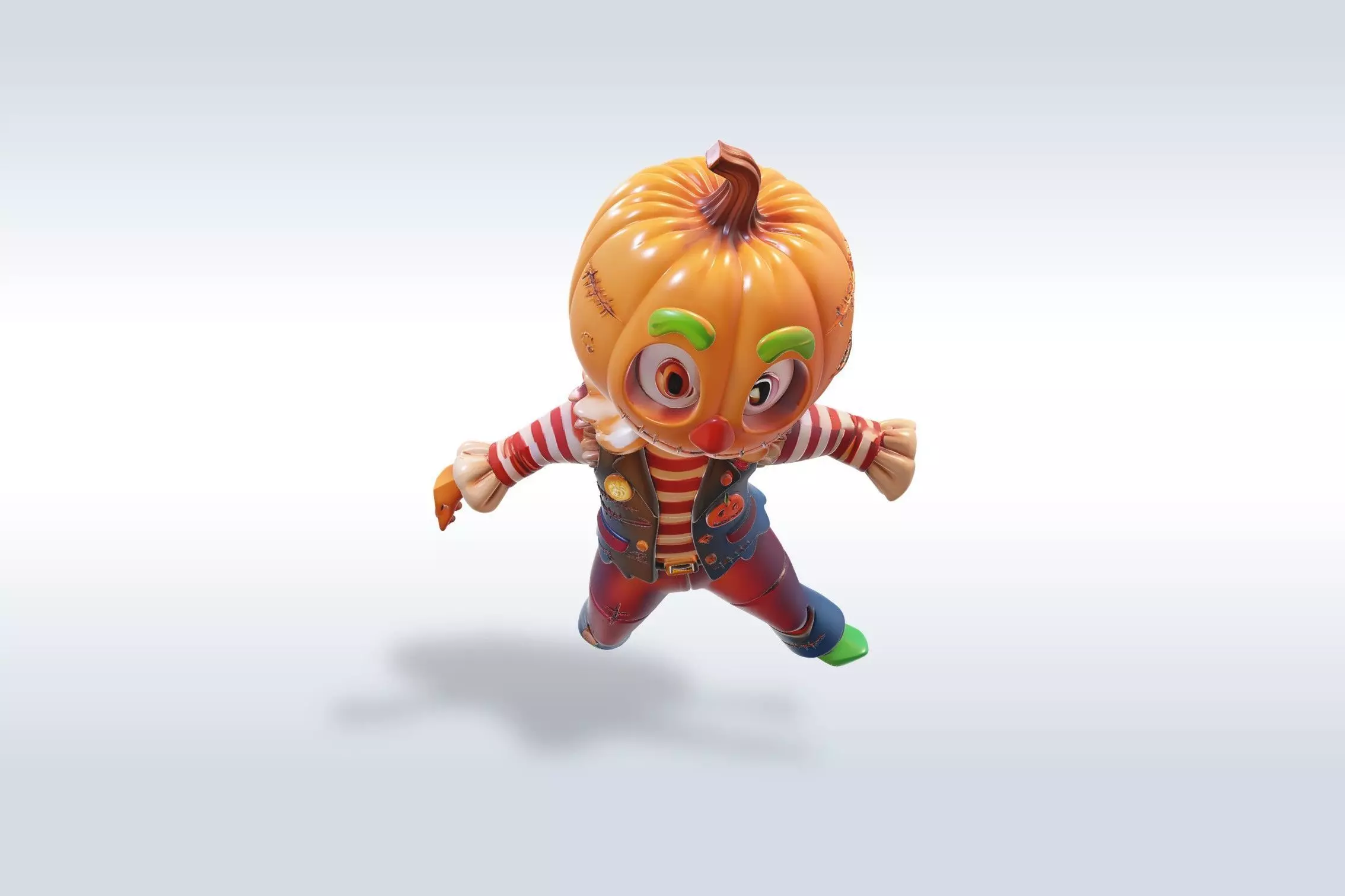 Cheerful Pumpkin Character Free 3D model_3