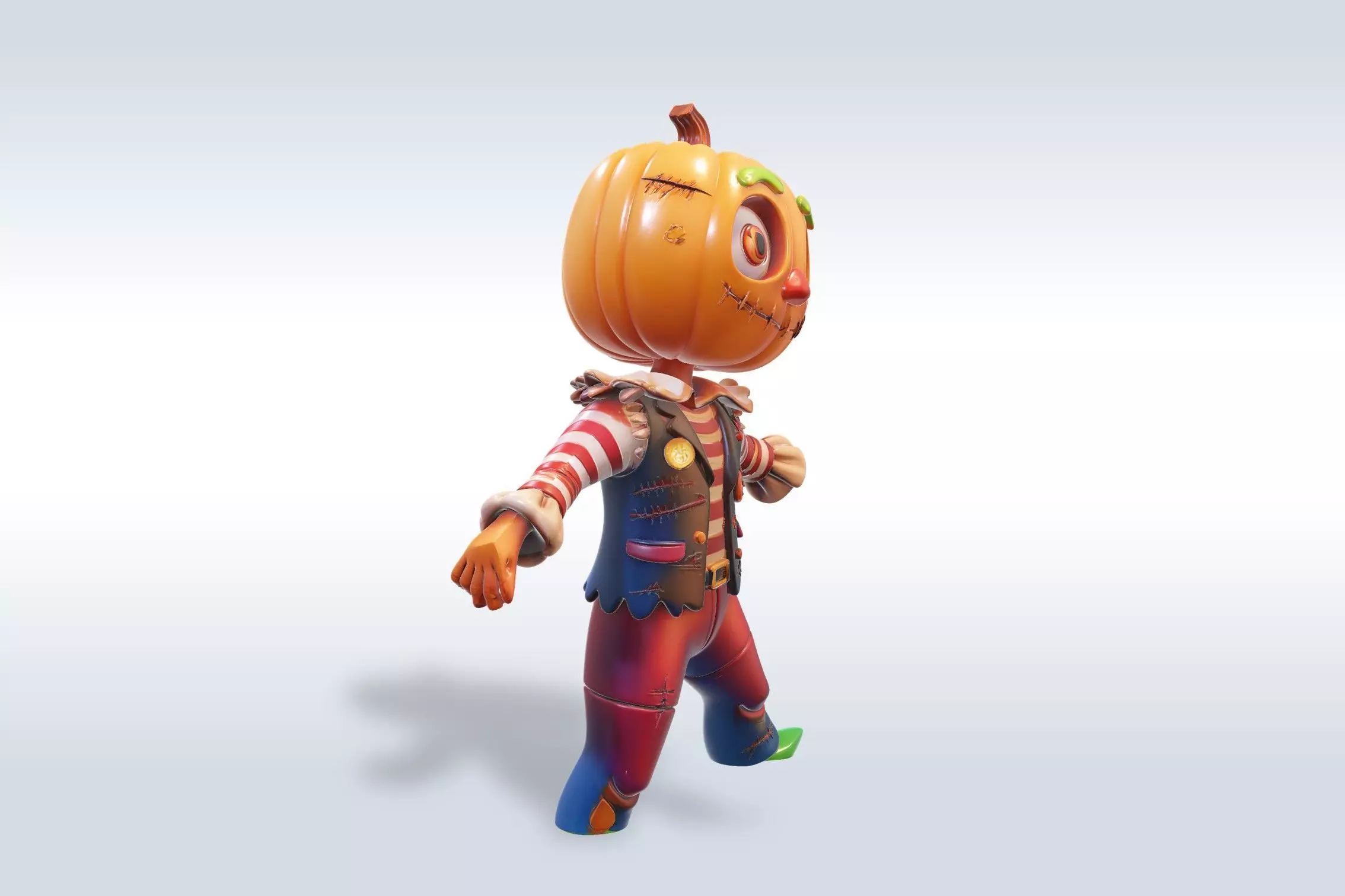 Cheerful Pumpkin Character Free 3D model_1