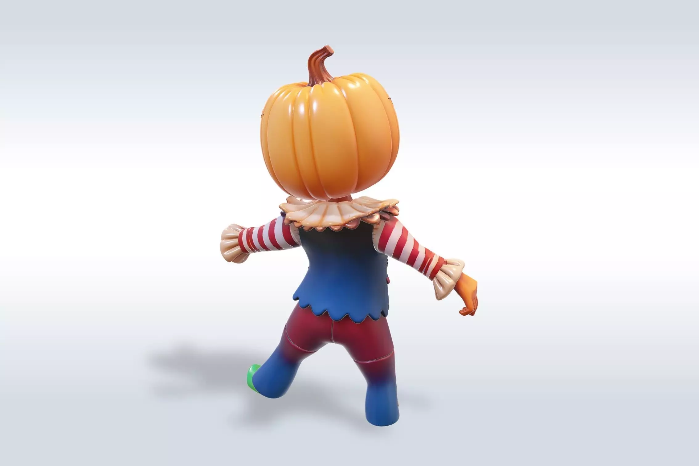 Cheerful Pumpkin Character Free 3D model_4