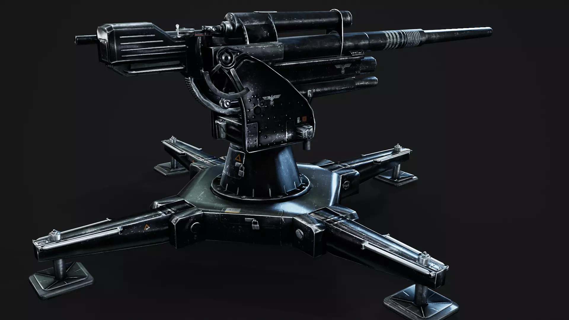 artillery Low-poly 3D model_3