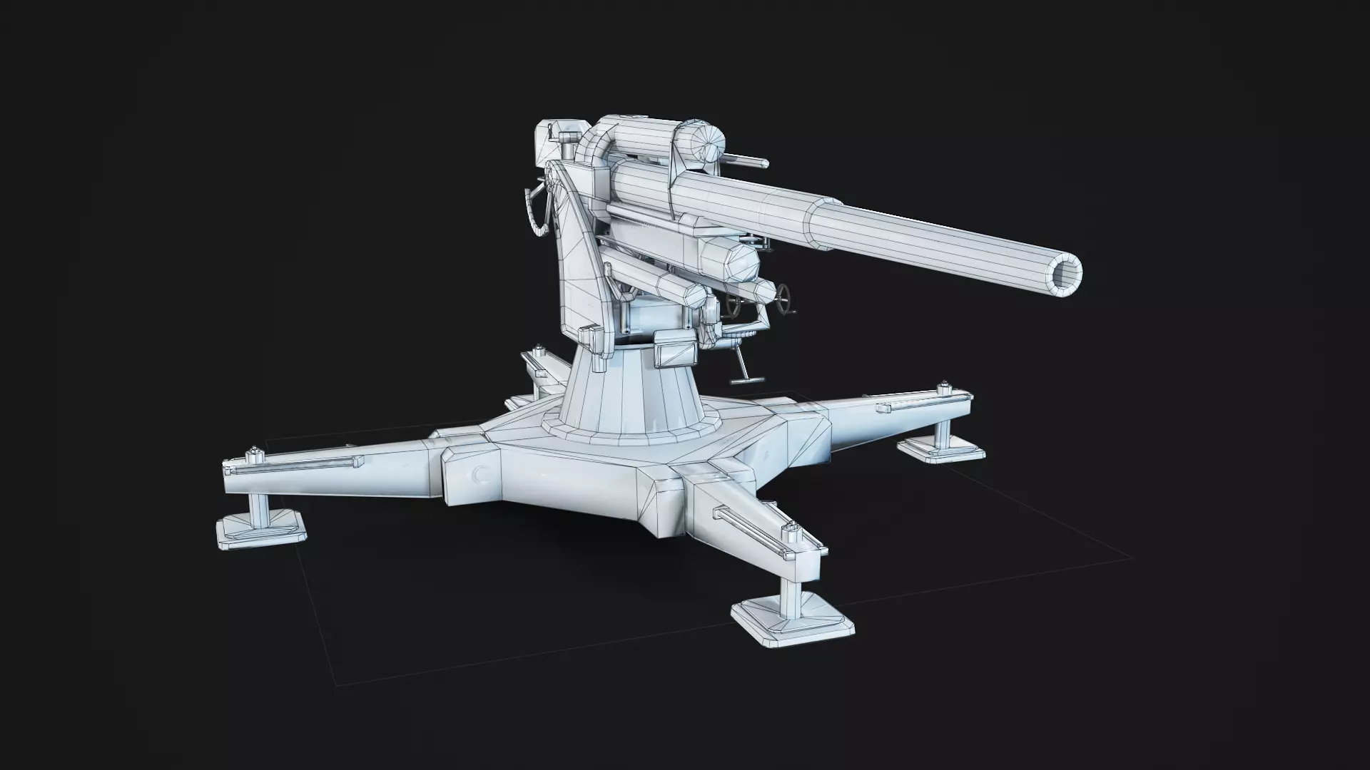 artillery Low-poly 3D model_9
