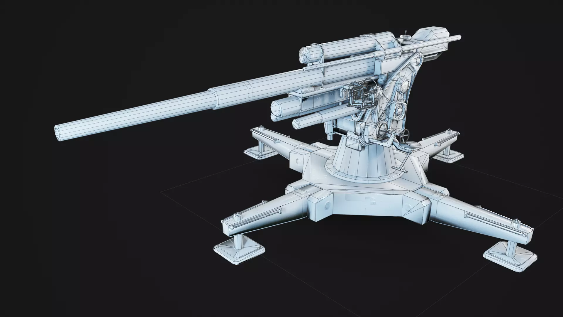 artillery Low-poly 3D model_8
