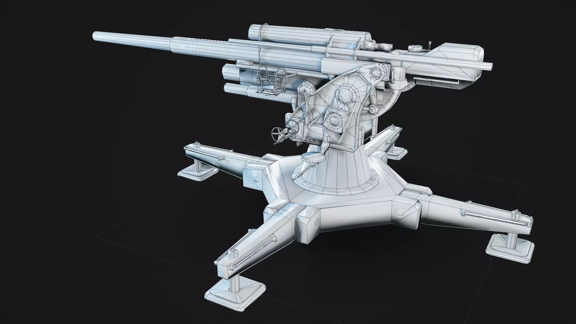 artillery Low-poly 3D model_7
