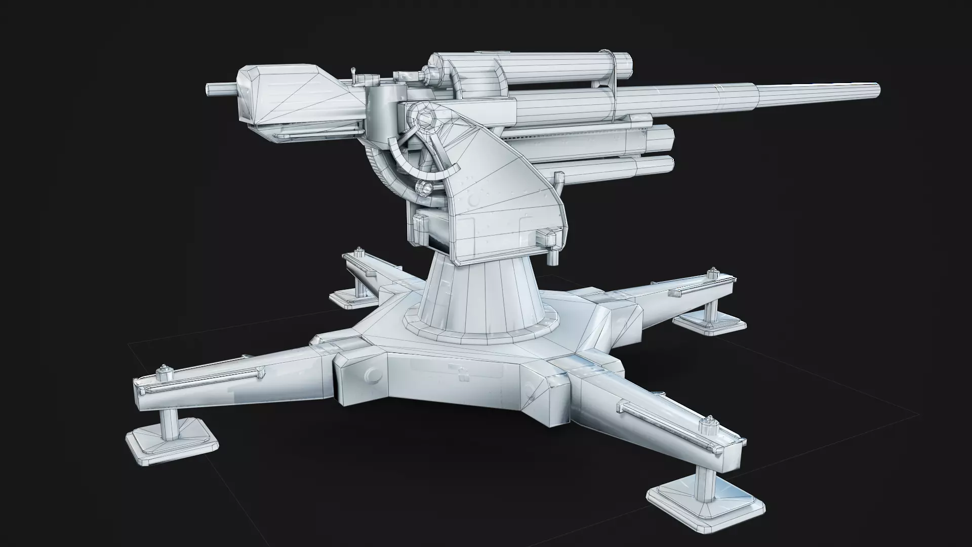 artillery Low-poly 3D model_6