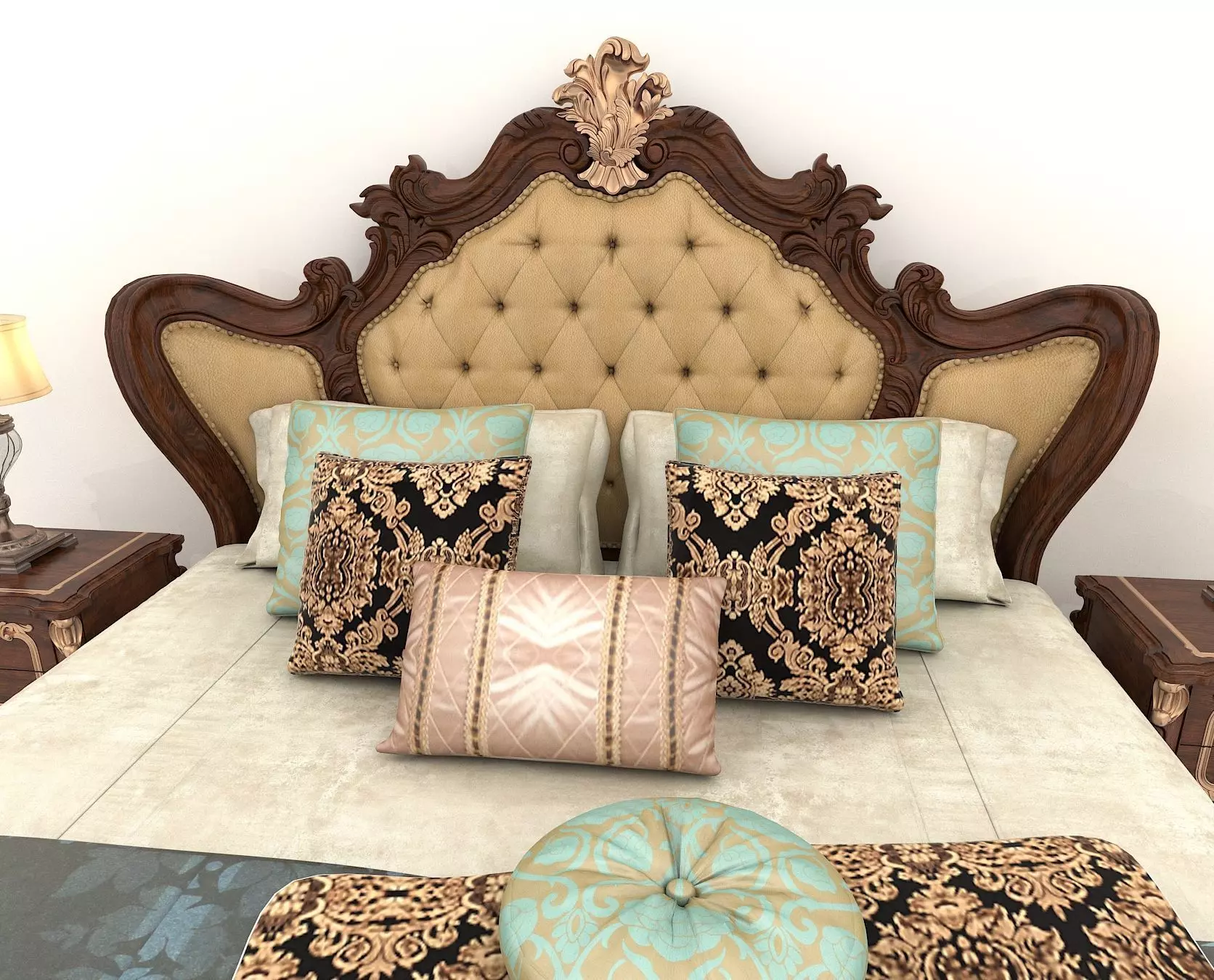 Classic European Style Bed Set 3 3D model_4