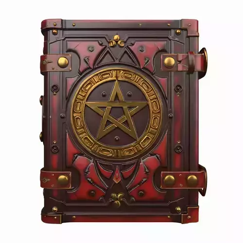 3D Aged Leather Grimoire Book Cover with Gold