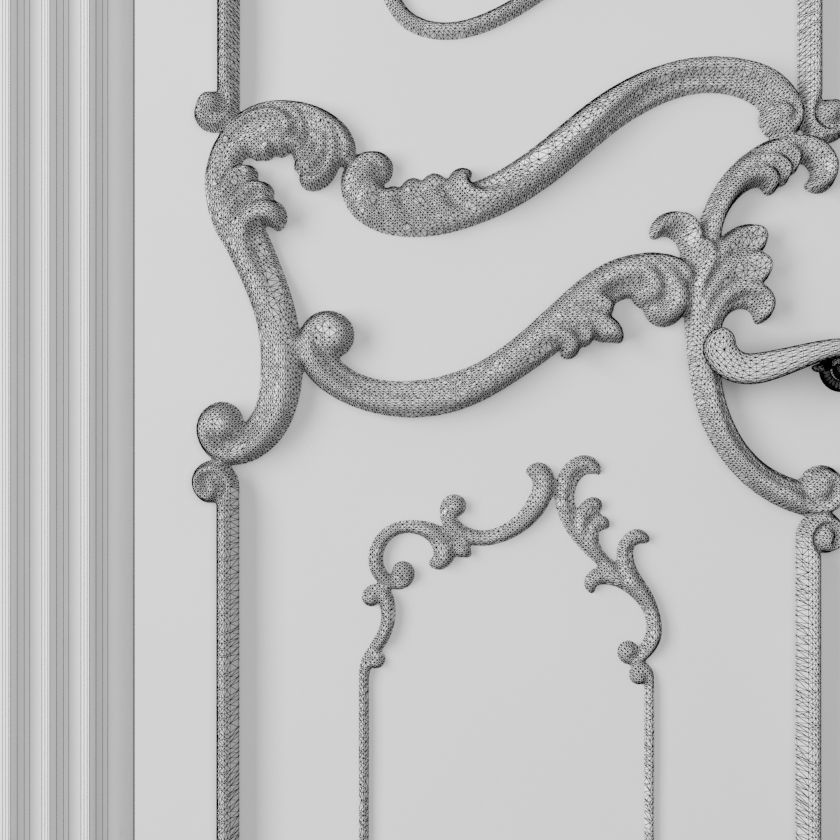 Luxury Classic baroque carved door 3D model_3