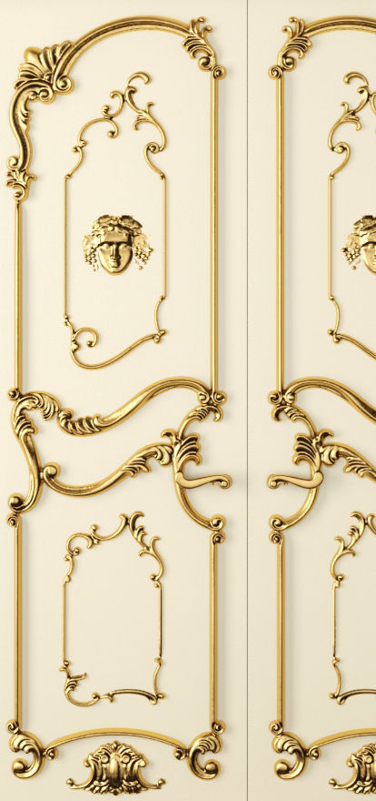 Luxury Classic baroque carved door 3D model_1