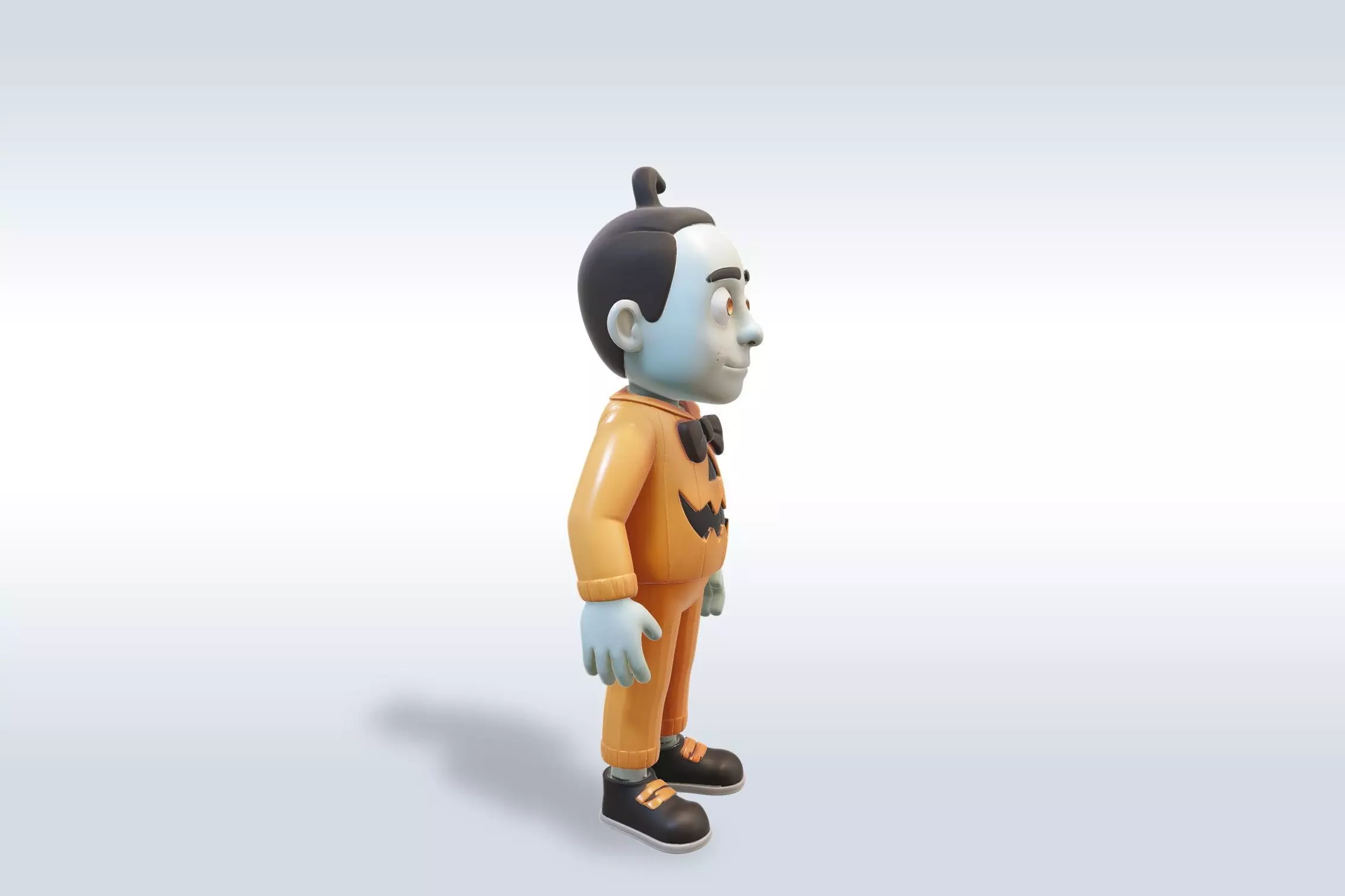 Cheerful Pumpkin Boy Halloween Character 3D model_1