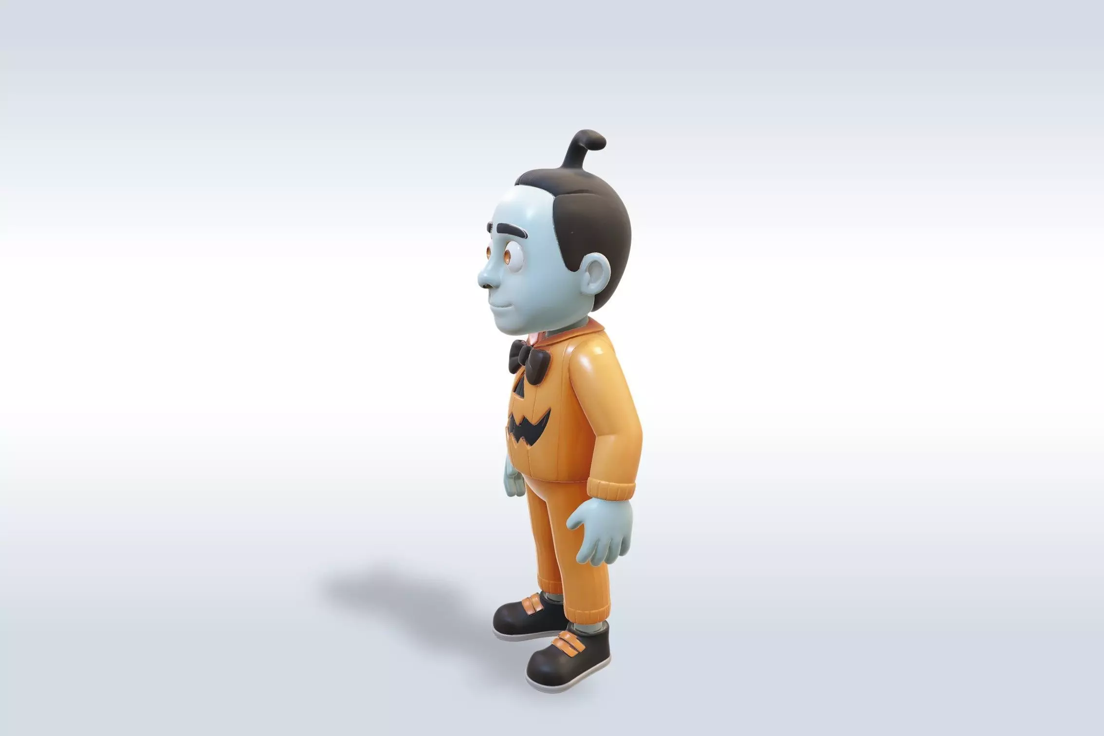 Cheerful Pumpkin Boy Halloween Character 3D model_2
