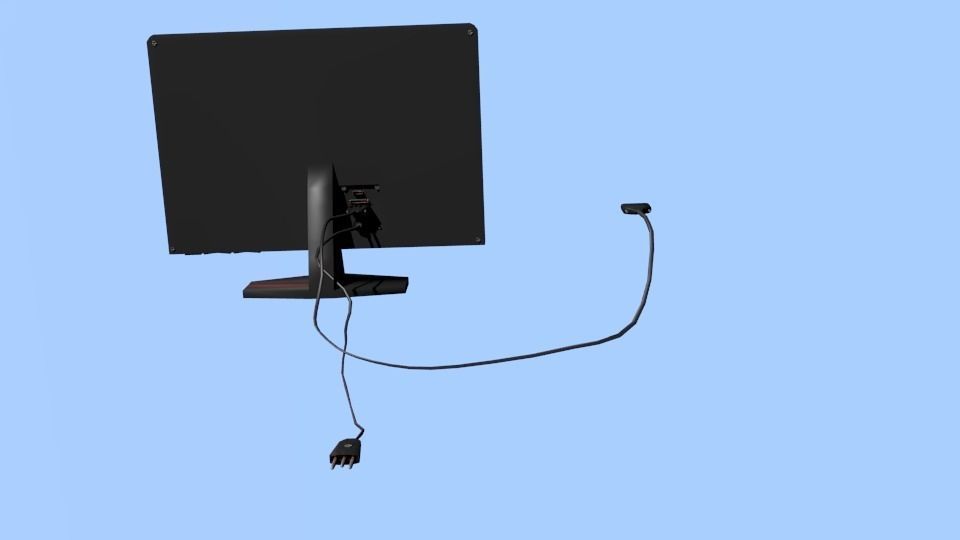 Keyboard mouse and screen animated and rigged Low-poly 3D model_1