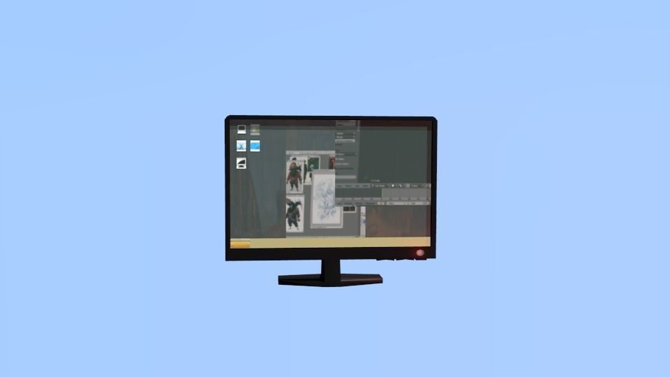 Keyboard mouse and screen animated and rigged Low-poly 3D model_0