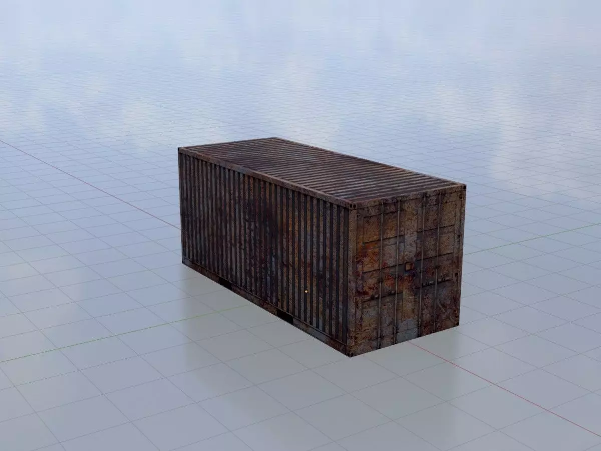 Rusty Freight-Container 20ft  Low-poly 3D model_14