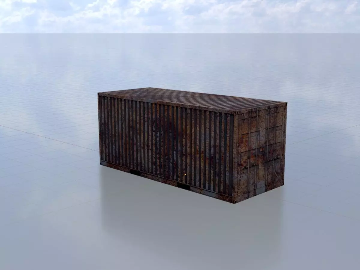 Rusty Freight-Container 20ft  Low-poly 3D model_0