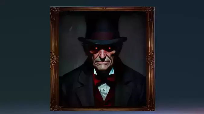 Stylized Halloween Props - Creepy Painting  Low-poly 3D model
