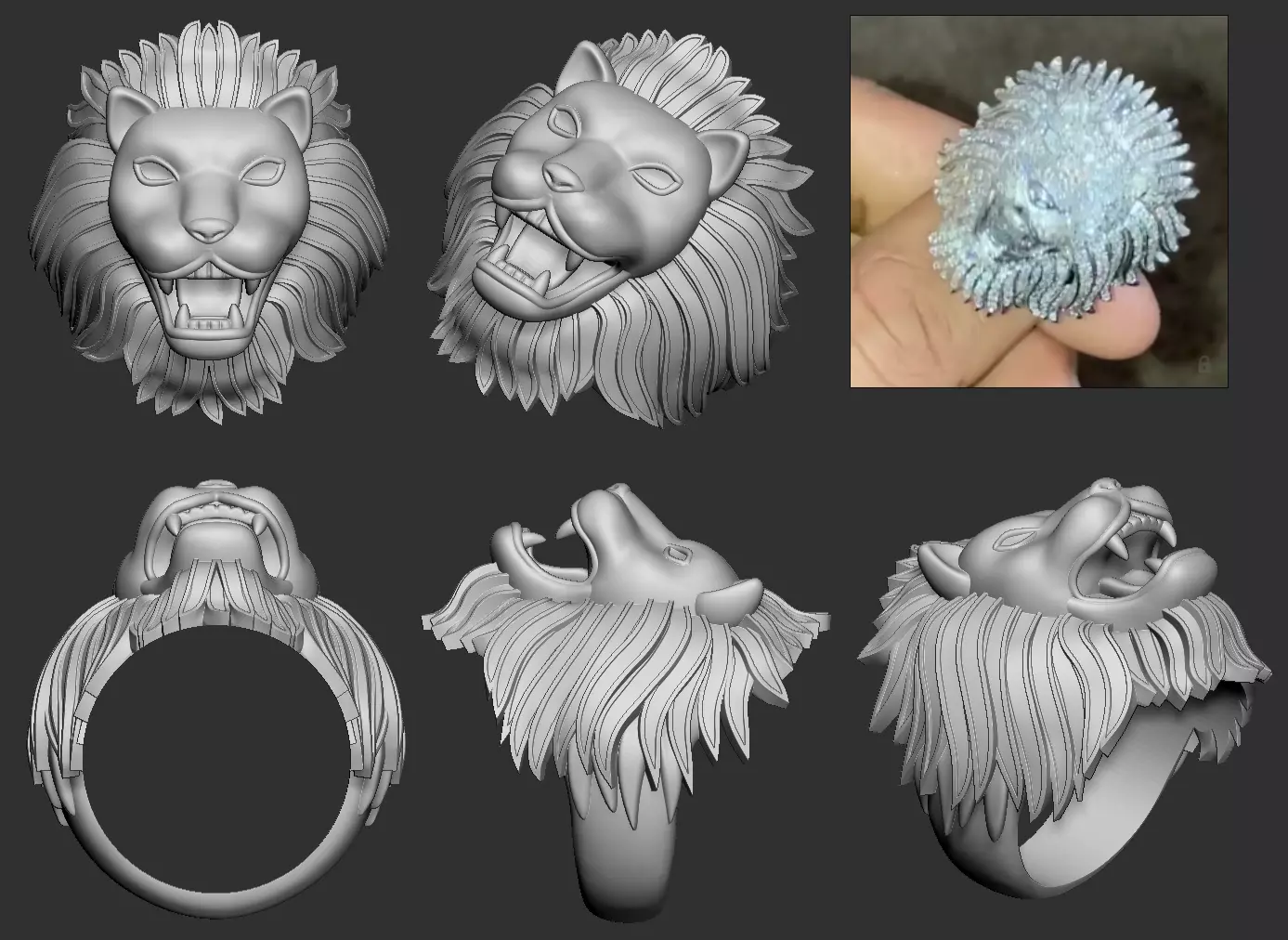 Lion Ring 3D print model_0