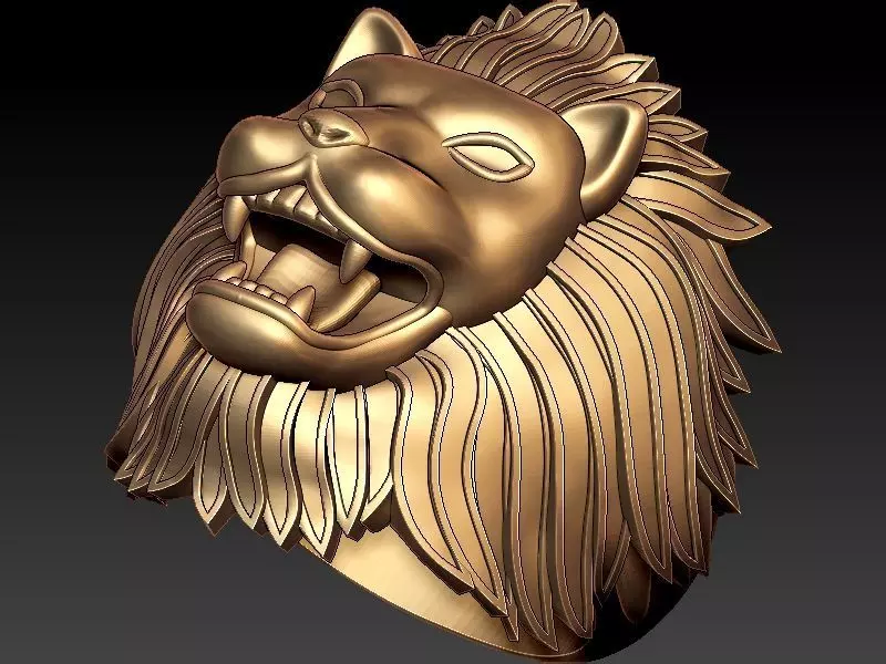 Lion Ring 3D print model_3