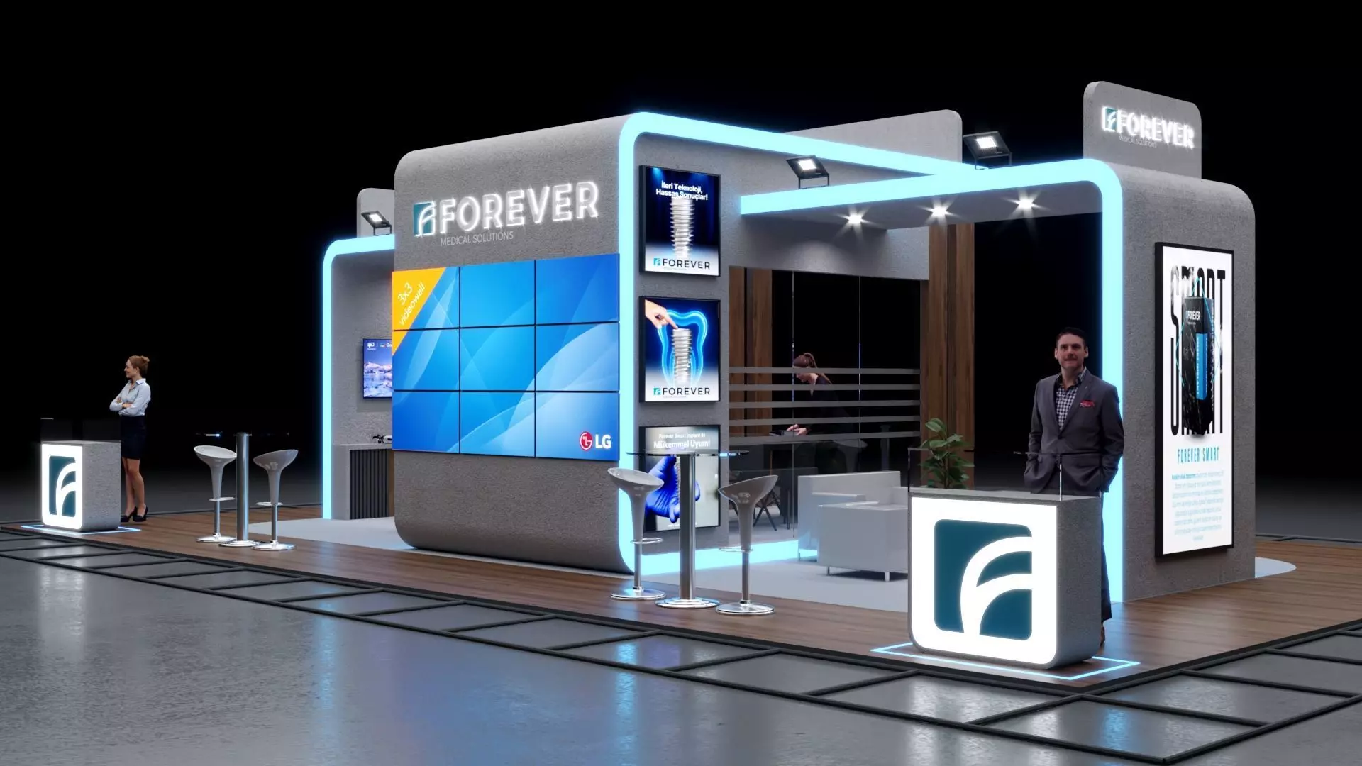 1-Modern Exhibition Booth 13x8m - 3ds Max - Corona Renderer Low-poly 3D model_5