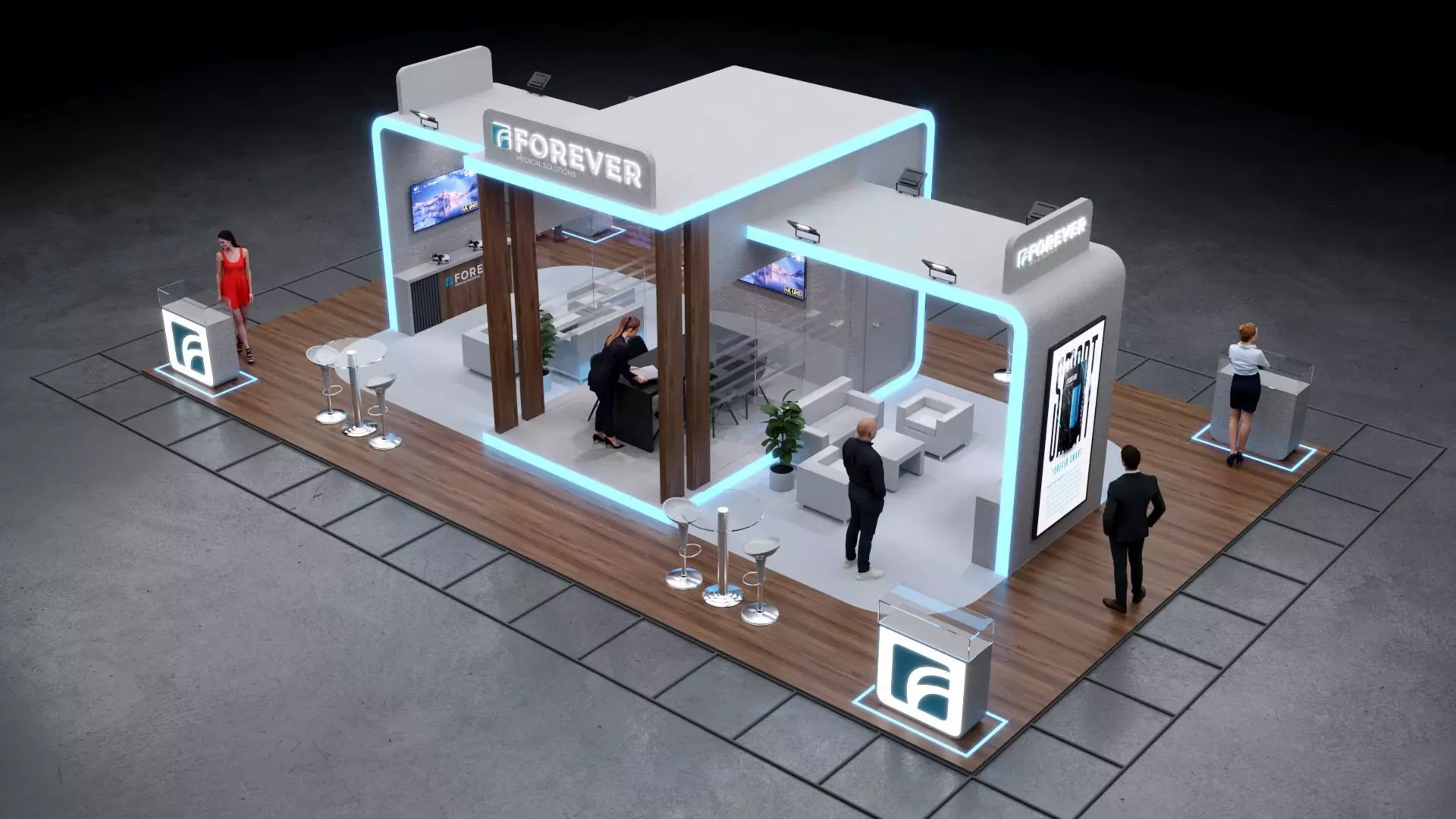 1-Modern Exhibition Booth 13x8m - 3ds Max - Corona Renderer Low-poly 3D model_1