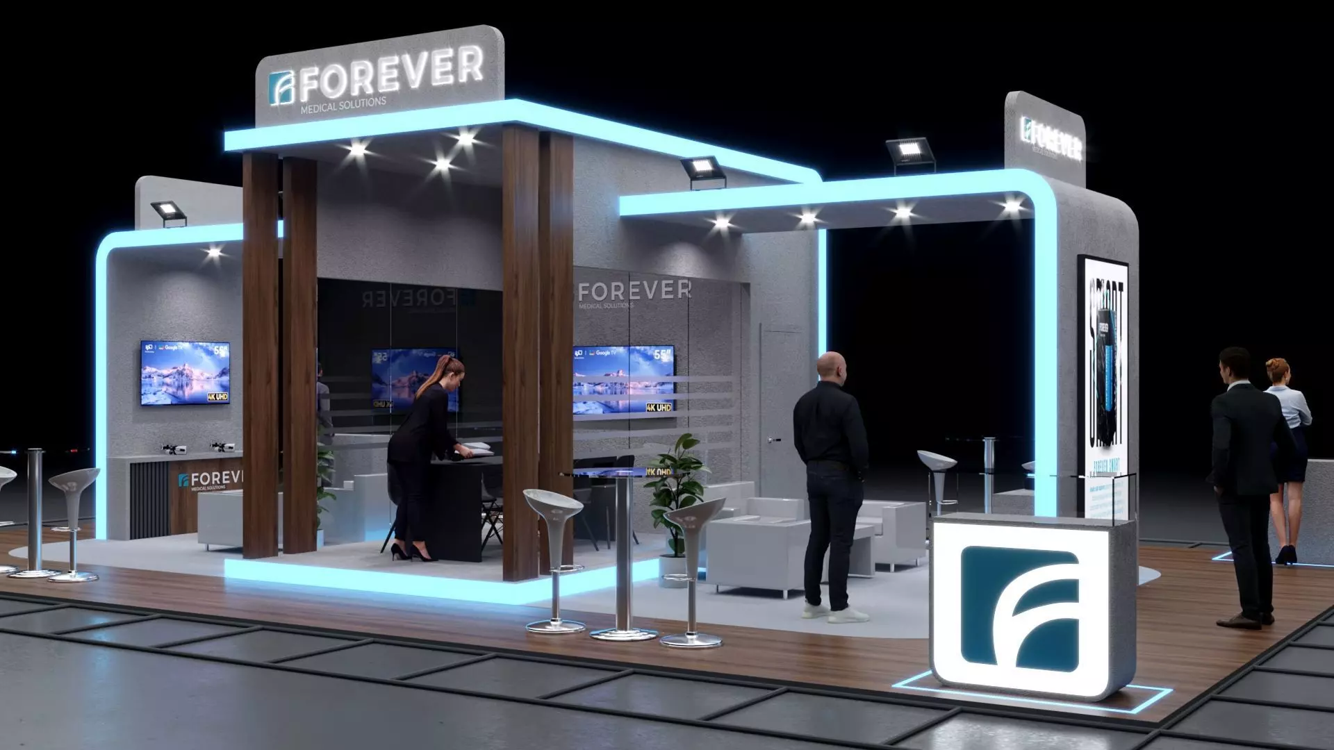 1-Modern Exhibition Booth 13x8m - 3ds Max - Corona Renderer Low-poly 3D model_0