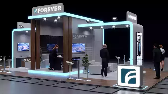 1-Modern Exhibition Booth 13x8m - 3ds Max - Corona Renderer