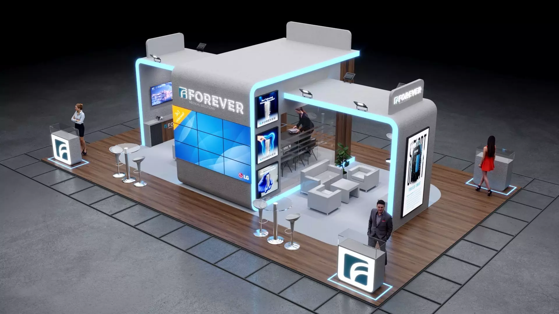 1-Modern Exhibition Booth 13x8m - 3ds Max - Corona Renderer Low-poly 3D model_3