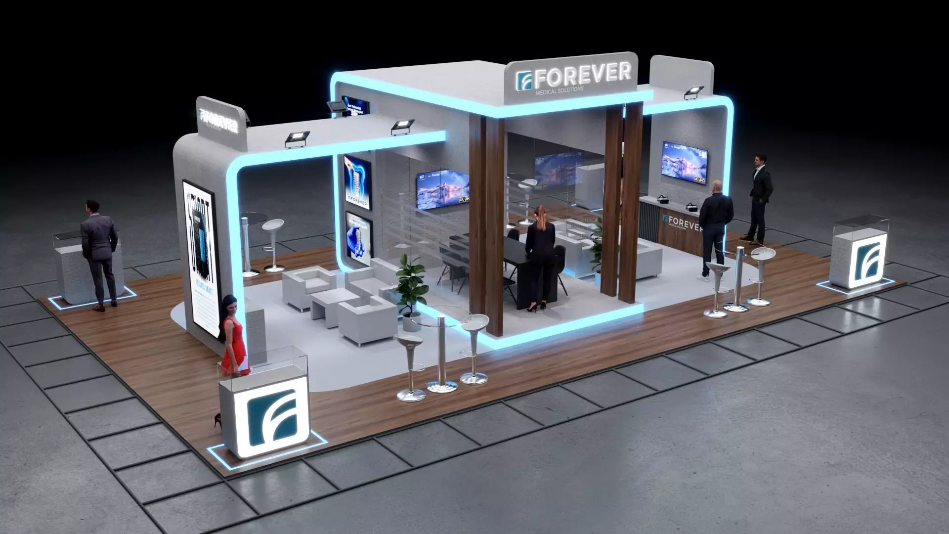 1-Modern Exhibition Booth 13x8m - 3ds Max - Corona Renderer Low-poly 3D model_4