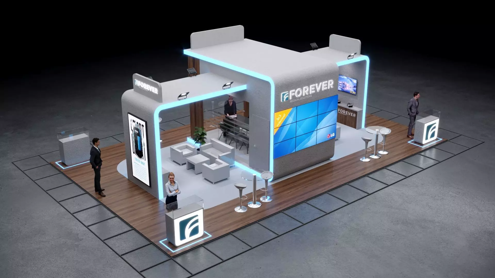 1-Modern Exhibition Booth 13x8m - 3ds Max - Corona Renderer Low-poly 3D model_2