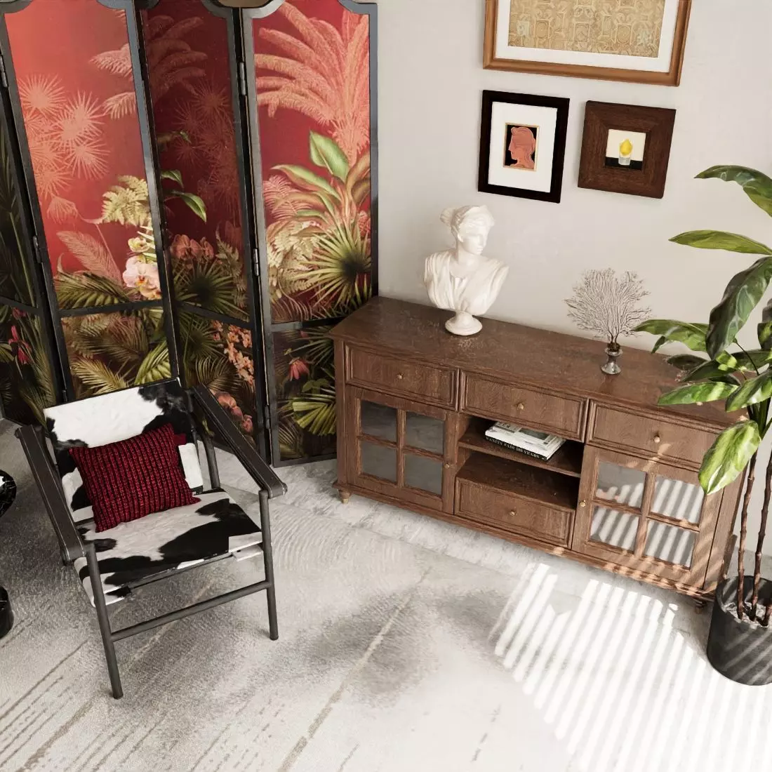 Decorative cabinet and leisure chair 3D model_4