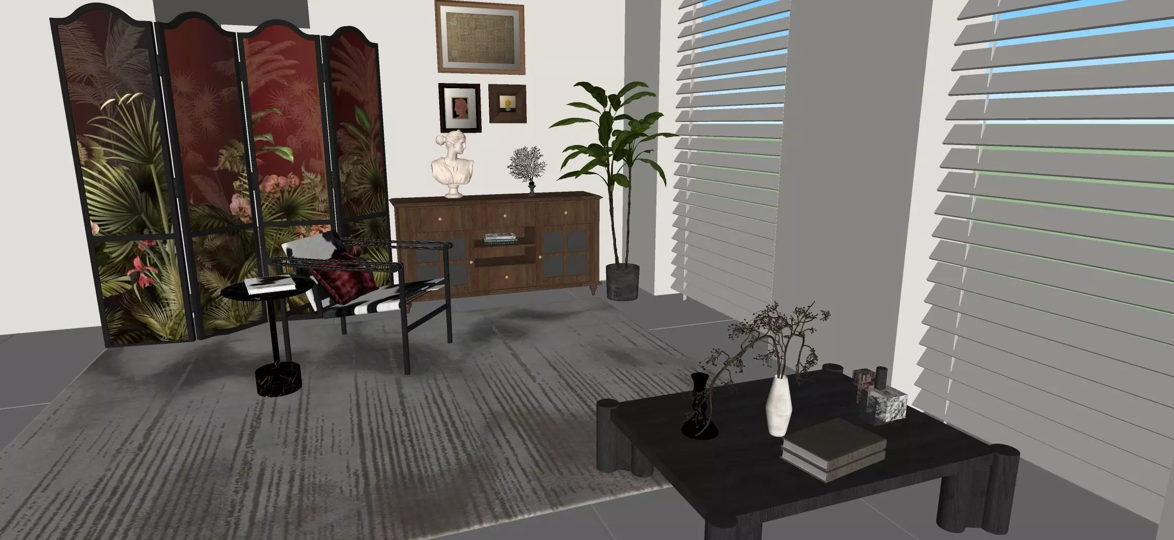 Decorative cabinet and leisure chair 3D model_5