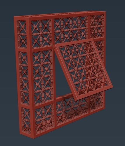 Mashrabiya 1 window with pattern 3D model