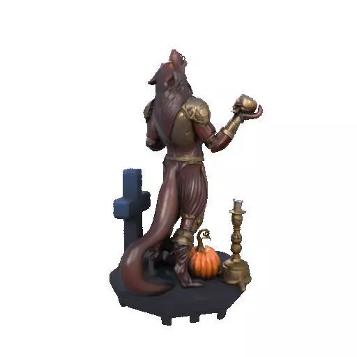 2527Halloween Werewolf with Skull and Grave Scene 3D Model 3D print model_24