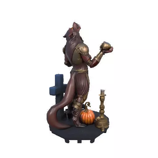 2527Halloween Werewolf with Skull and Grave Scene 3D Model 3D print model_23