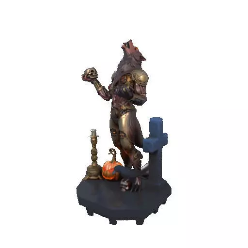 2527Halloween Werewolf with Skull and Grave Scene 3D Model 3D print model_8