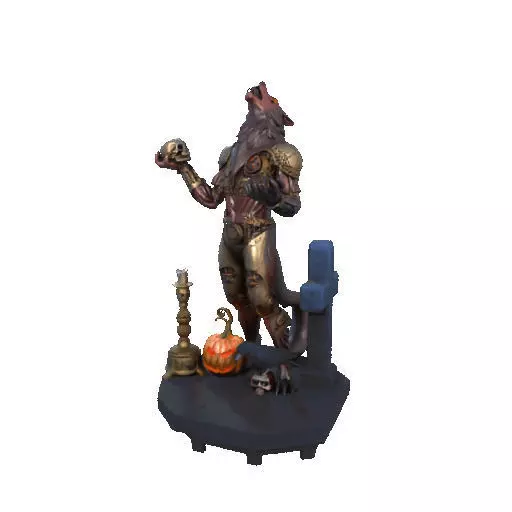 2527Halloween Werewolf with Skull and Grave Scene 3D Model 3D print model_9