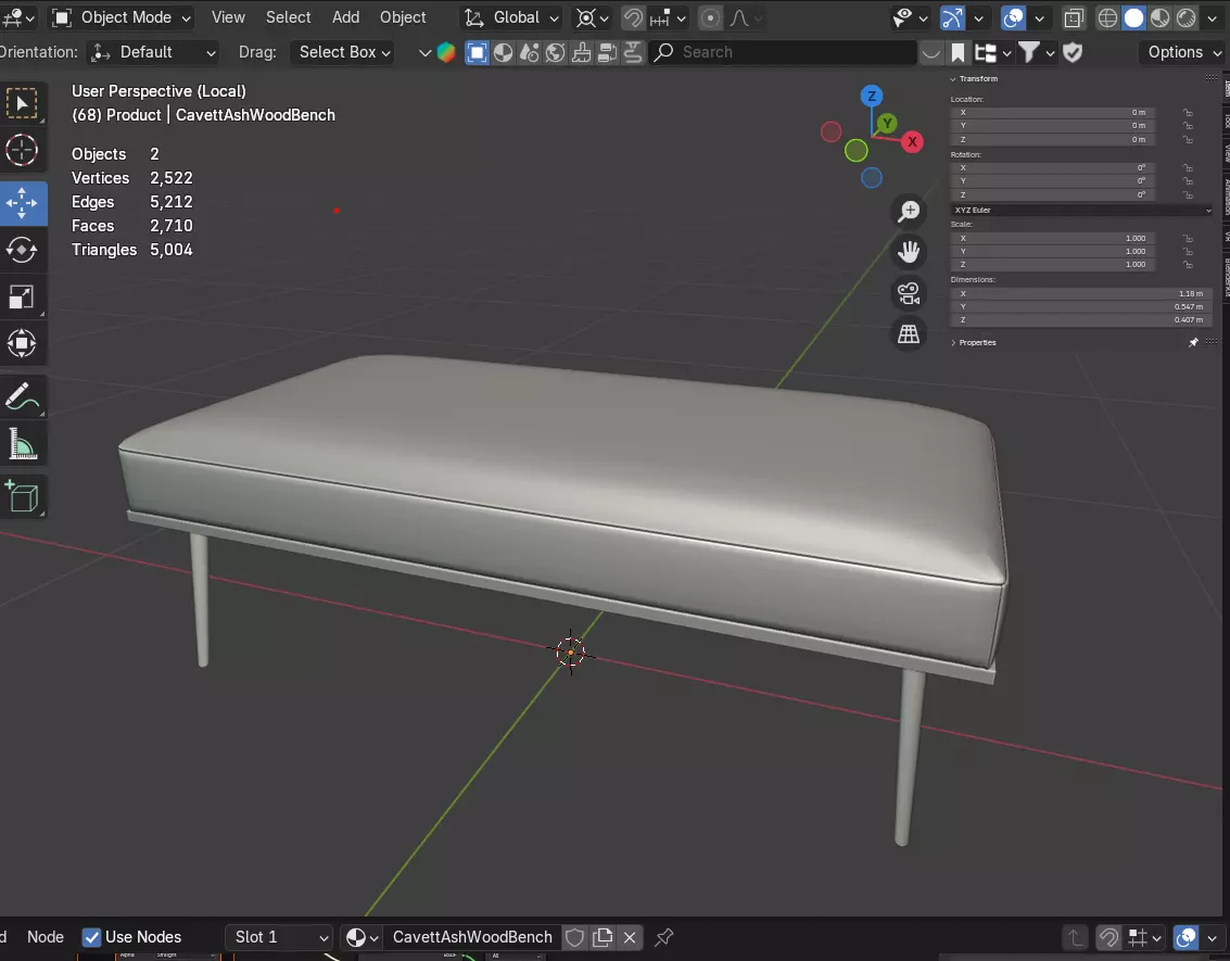 Cavett Ash Wood Bench 3D model_8