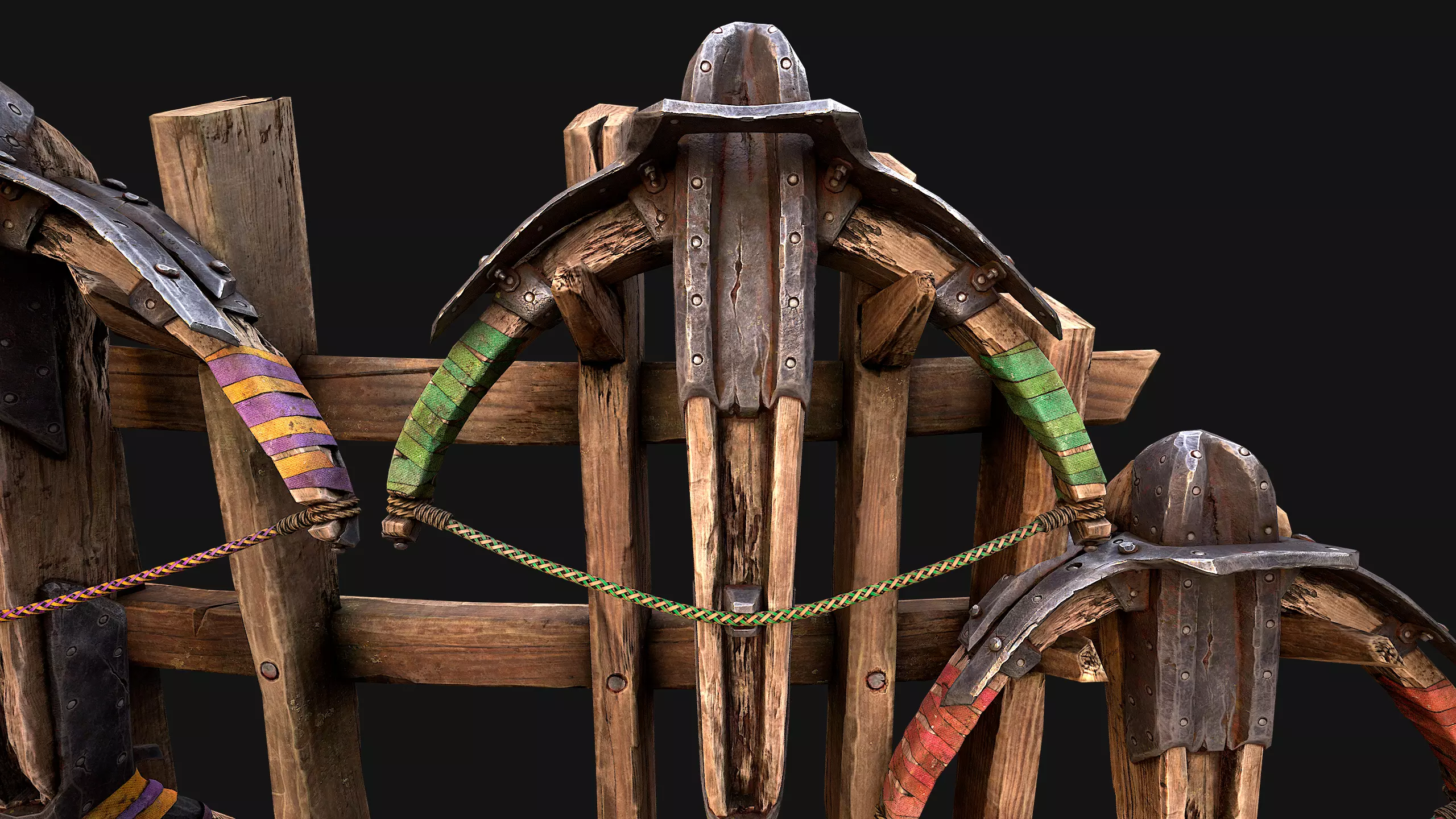 Medieval Crossbow Weapon Rack Stand Armory Pack Low-poly 3D model_23
