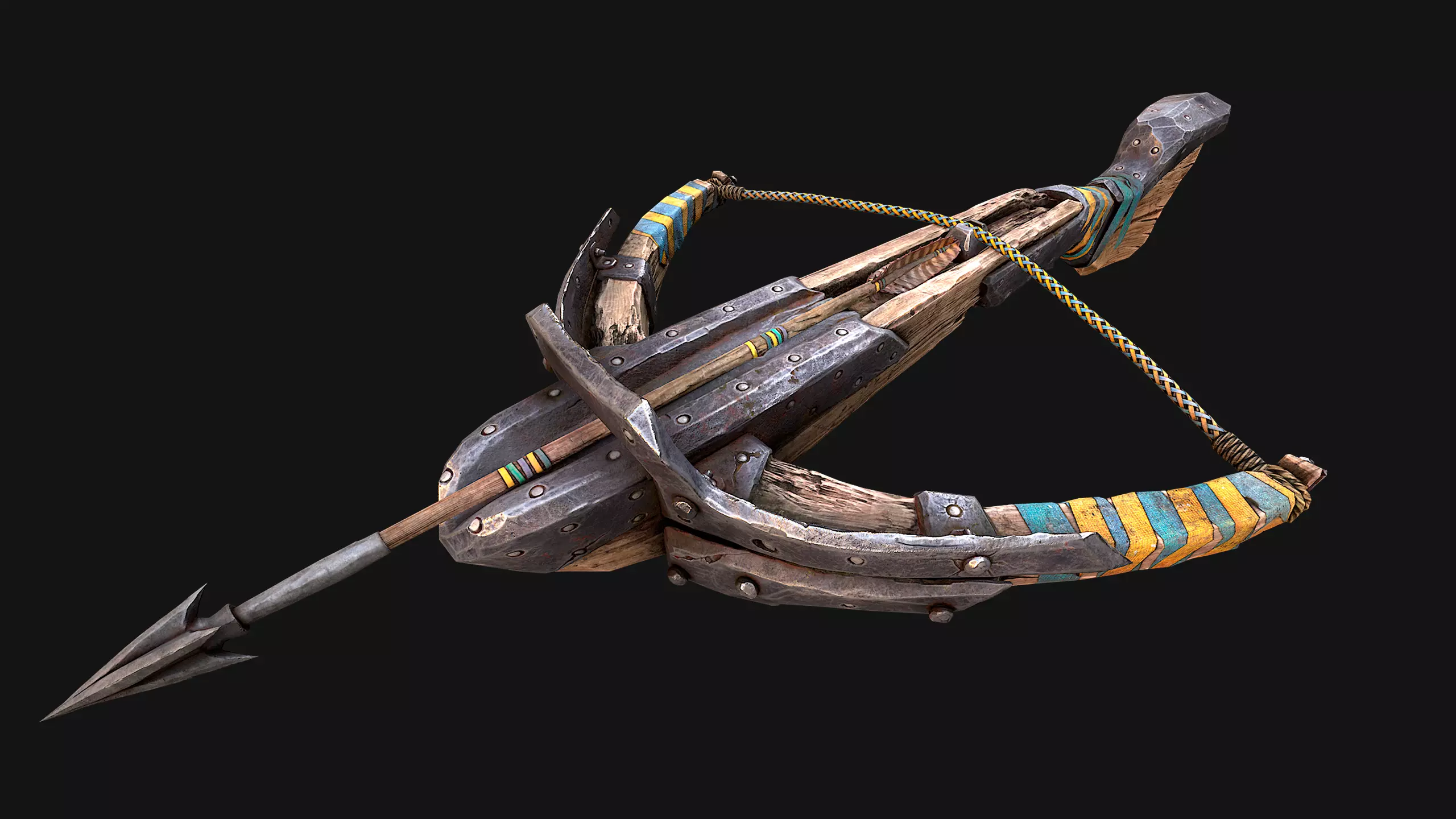 Medieval Crossbow Weapon Rack Stand Armory Pack Low-poly 3D model_13