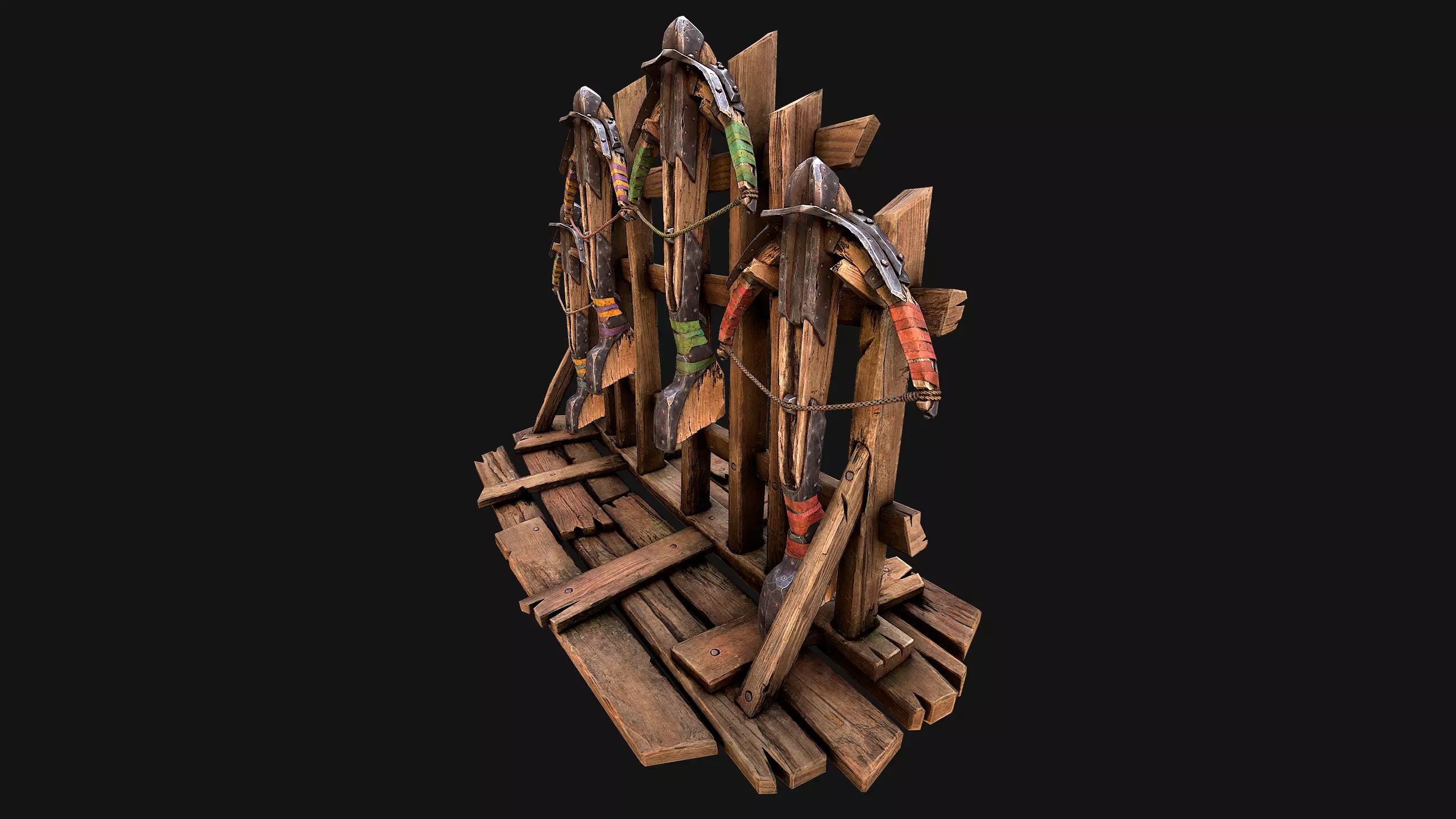 Medieval Crossbow Weapon Rack Stand Armory Pack Low-poly 3D model_20