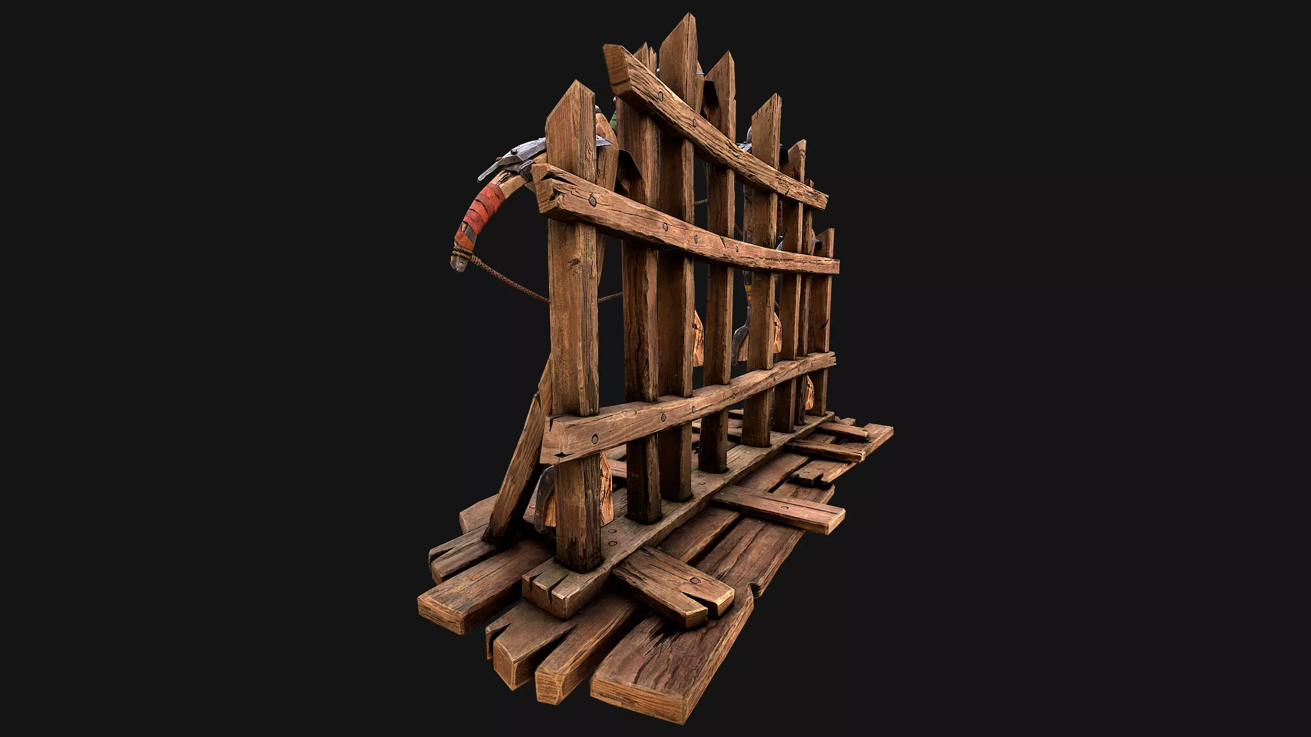 Medieval Crossbow Weapon Rack Stand Armory Pack Low-poly 3D model_19