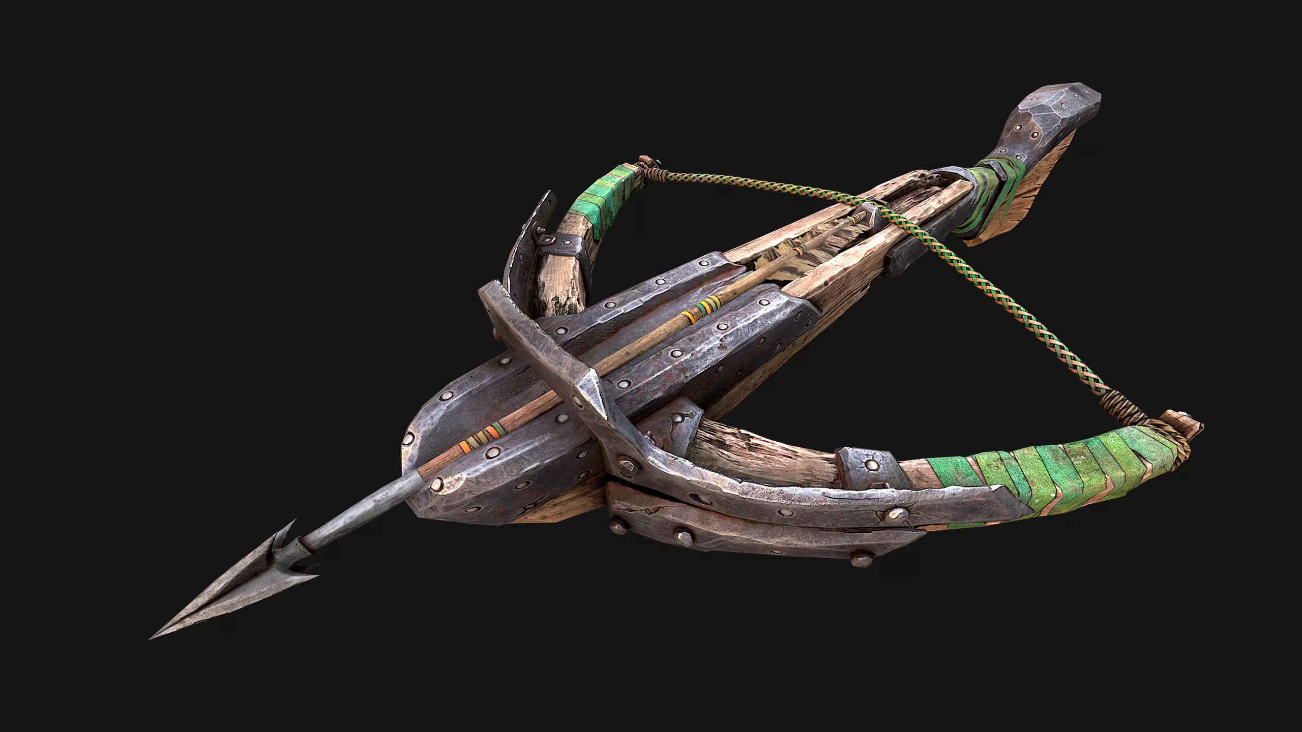 Medieval Crossbow Weapon Rack Stand Armory Pack Low-poly 3D model_14